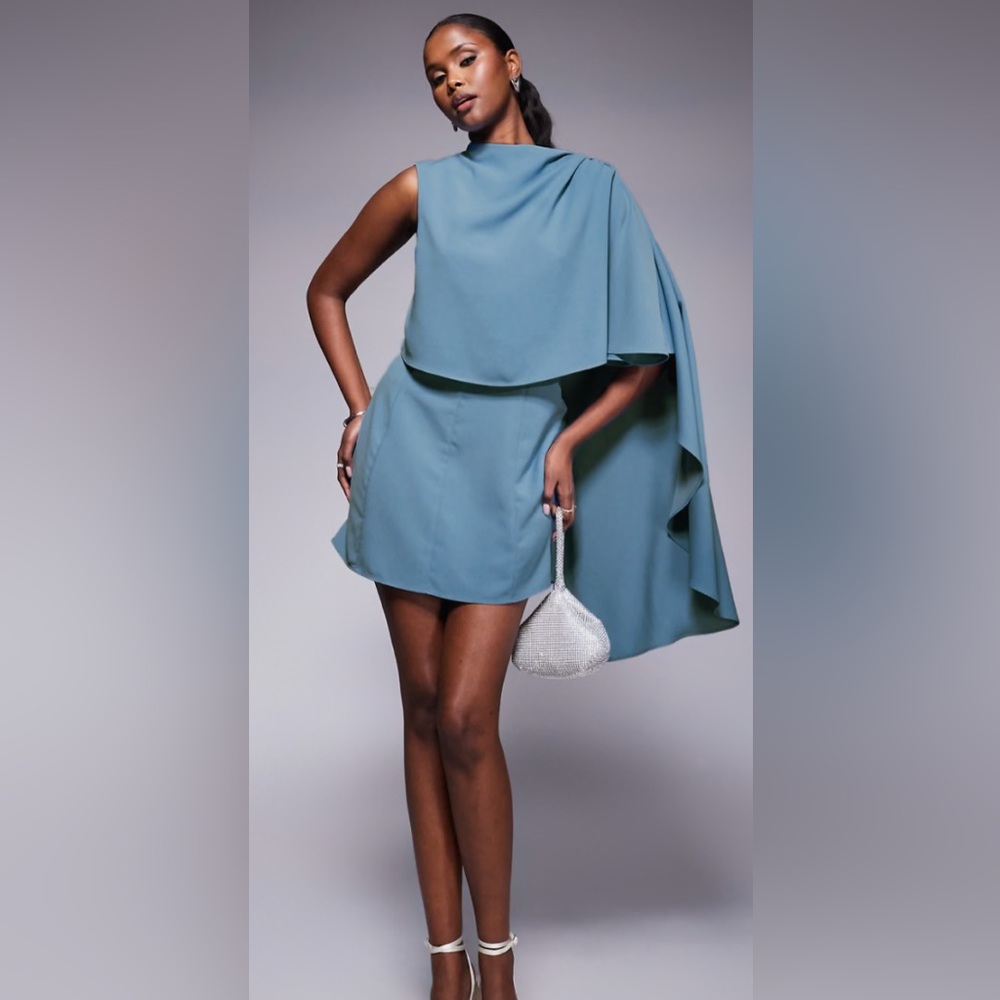 ASOS DESIGN one shoulder caped dress